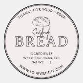 Roos Wit Roze Zuurdesembrood Dank u Sticker (Voorkant)