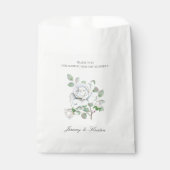 Roos Witte Bloemen Botanische Huwelijksgunstzak Bedankzakje (Voorkant)