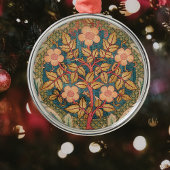 Roos Wreath Embroidery Design van William Morris Metalen Ornament