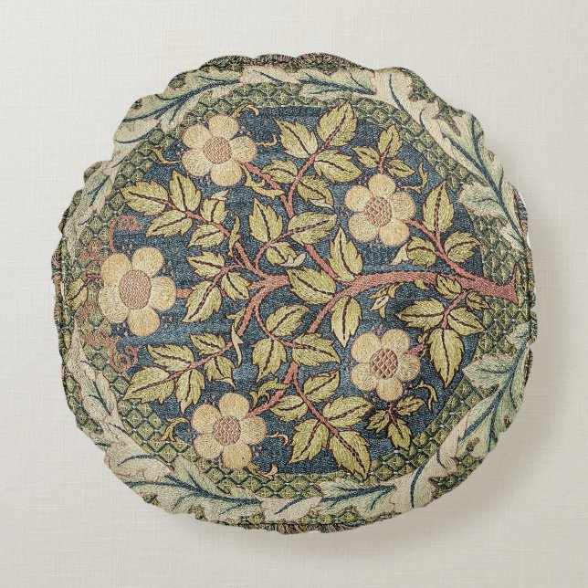 Roos Wreath van William Morris Rond Kussen (Voorkant)