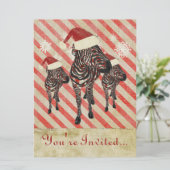 Roos Zebras Holiday Uitnodiging (Staand voorkant)