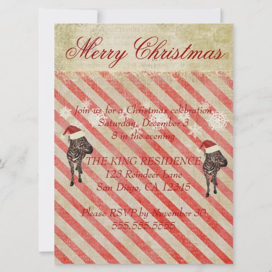 Roos Zebras Holiday Uitnodiging (Achterkant)