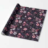 Roos zomer op zwart cadeaupapier (Uitgerold)