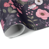 Roos zomer op zwart cadeaupapier (Rol Hoek)