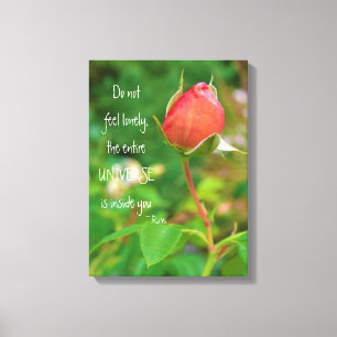 Roos zomerperzik Bud Rumi Quote Canvas Afdruk