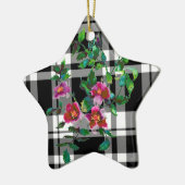  roos - zwart-wit gelooid keramisch ornament (Links)