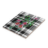 Roos - zwart-wit gelooid Tegeltje (Zijkant)