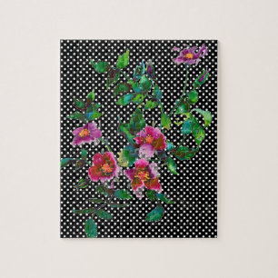 Roos zwart-wit polka-stippen Legpuzzel