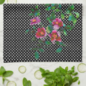  Roos zwart/wit polka-stippen Theedoek (Gevouwen)