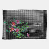  Roos zwart/wit polka-stippen Theedoek (Horizontaal)