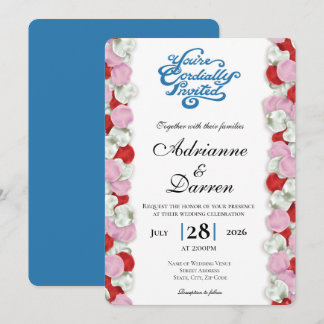 Roosbloemblauw briefkaart 4 met Blauwe Letters