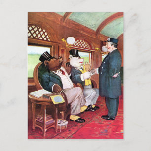Roosevelt Beren Ride on a Train Briefkaart