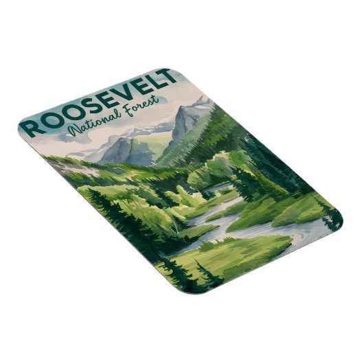 Roosevelt National Forest Waterverf Reizen Magneet (Rechterzijde)