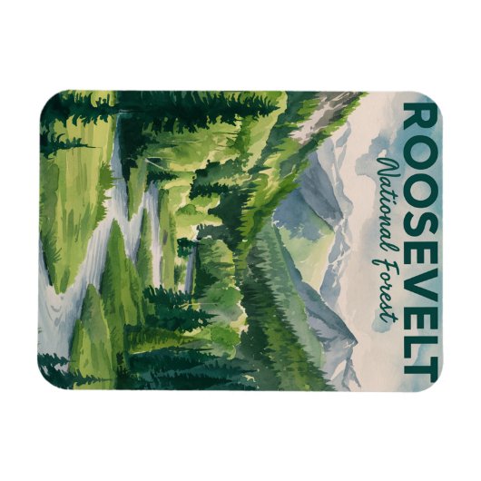 Roosevelt National Forest Waterverf Reizen Magneet (Horizontaal)