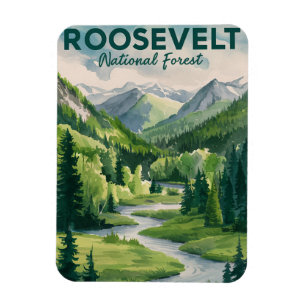 Roosevelt National Forest Waterverf Reizen Magneet