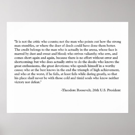 Roosevelt Quote Poster (Voorkant)