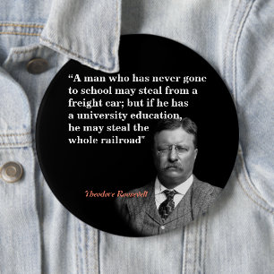 Roosevelt Theodore citeert beroemde "teddy Rooseve Ronde Button 6,0 Cm