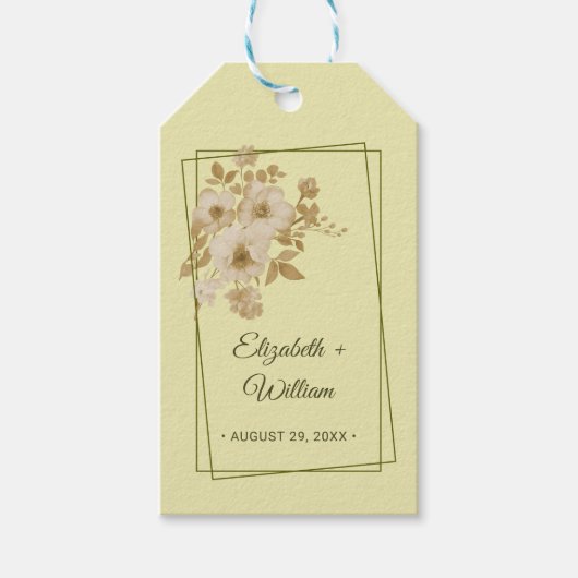 Roosframe – Hemelsgele Trouw Cadeaulabel (Voorkant)