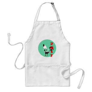 Rooster 2017 Jaar in Groene Cirkel Apron Standaard Schort