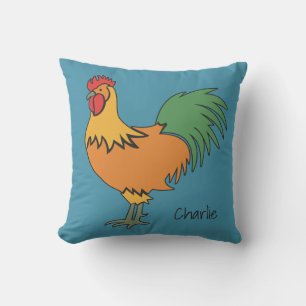 Rooster aangepaste naam & kleur gooien kussens
