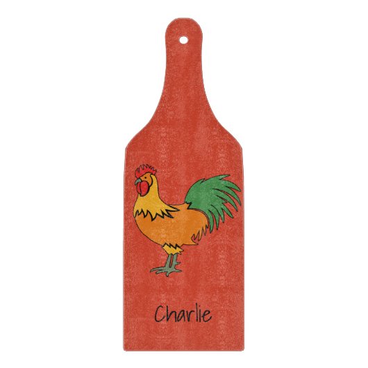 Rooster aangepaste naam & kleur snijplank (Voorkant)