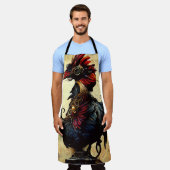 Rooster All-Over Print Apron Schort (Gedragen)