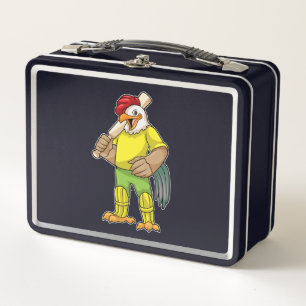 Rooster als Batsman met cricket bat