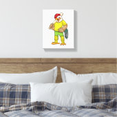 Rooster als Batsman met cricket bat Canvas Afdruk (Insitu (Slaapkamer))