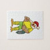 Rooster als Batsman met cricket bat Legpuzzel (Horizontaal)