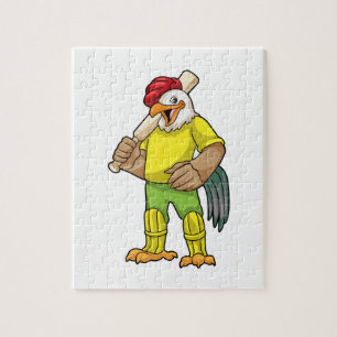 Rooster als Batsman met cricket bat Legpuzzel