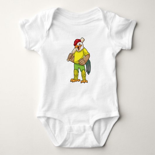 Rooster als Batsman met cricket bat Romper (Voorkant)