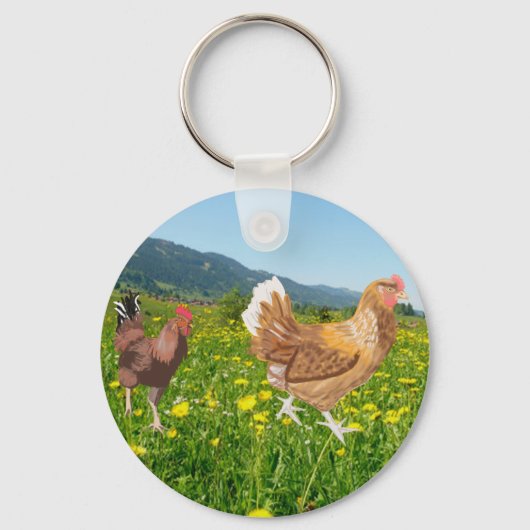 Rooster and Chicken 2  Sleutelhanger (Voorkant)