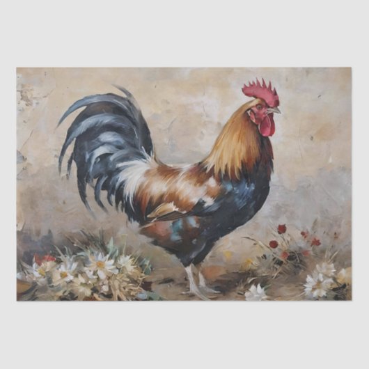 Rooster Art Olieverfschilderij Decoupage Tissuepapier (Voorkant)