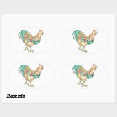 Rooster Art Ovale Sticker (Vel)