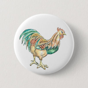 Rooster Art Ronde Button 5,7 Cm