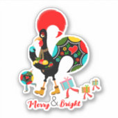 Rooster baubles en geschenken Kerstparade Sticker (Voorkant)