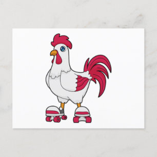 Rooster bij gealigneerde schaatsen met Rollerschaa Briefkaart