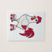 Rooster bij gealigneerde schaatsen met Rollerschaa Legpuzzel (Horizontaal)