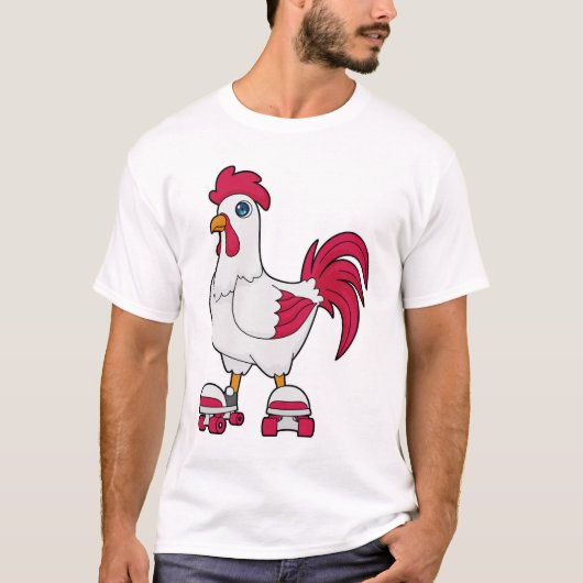 Rooster bij gealigneerde schaatsen met Rollerschaa T-shirt (Voorkant)
