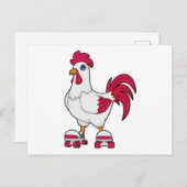 Rooster bij Inline skating met Roller skates Briefkaart (Voorkant / Achterkant)