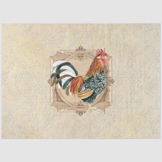  Rooster Black en White Kitchen-decoupage Tissuepapier (Voorkant)