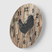 Rooster Black Silhouette Shiplap Rustic Decor Grote Klok (Hoek)