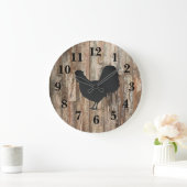 Rooster Black Silhouette Shiplap Rustic Decor Grote Klok (Huis)
