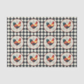 Rooster Black White Checkered French Farmhouse   Tissuepapier (Voorkant)