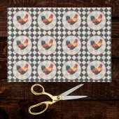 Rooster Black White Checkered French Farmhouse   Tissuepapier