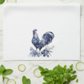 "Rooster" Blauwe Willow Stijl Theedoek (Gevouwen)