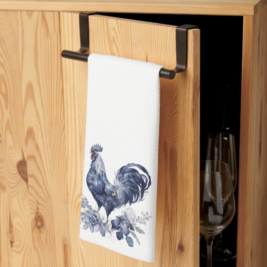 "Rooster" Blauwe Willow Stijl Theedoek (Derde Gevouwen)