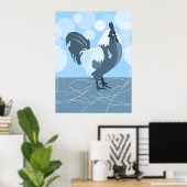Rooster Blue Cuisine Mur Art - Poster (Bureau à domicile)