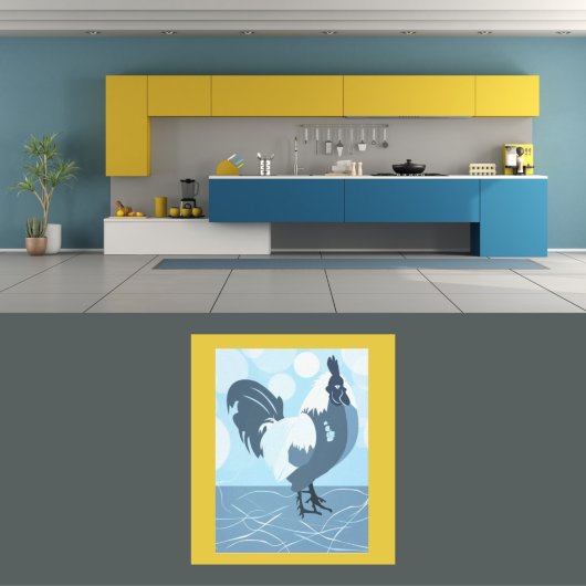 Rooster Blue Cuisine Mur Art - Poster
