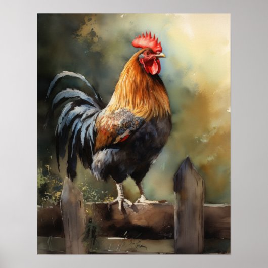 Rooster Boerderij Animal Art Print Poster (Voorkant)